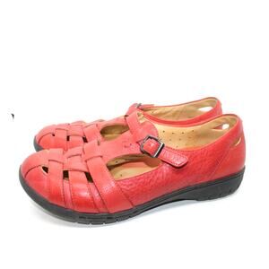 Elegant Red Leather Women's Clogs